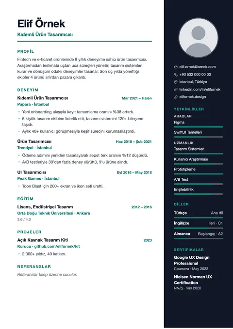 Atlas CV şablonu önizlemesi