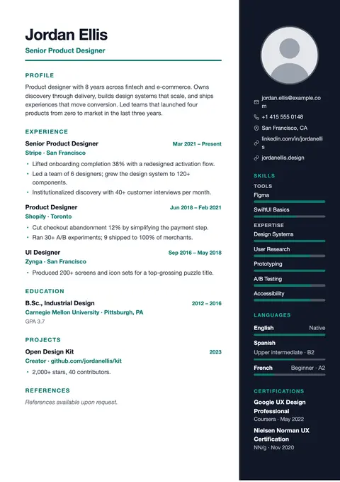 Atlas resume template preview