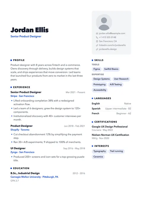 Capital resume template preview