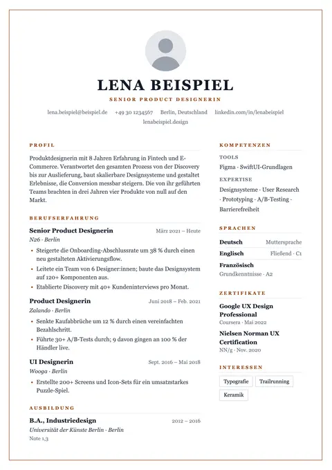 Frame Lebenslauf-Vorlage Vorschau