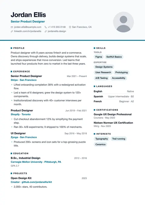 Harbor resume template preview