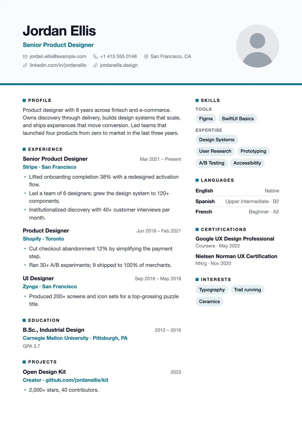 Harbor resume template preview