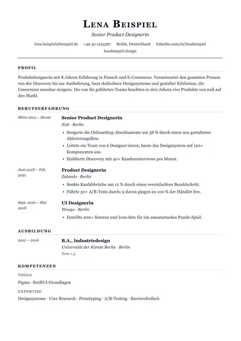 Journal Lebenslauf-Vorlage Vorschau