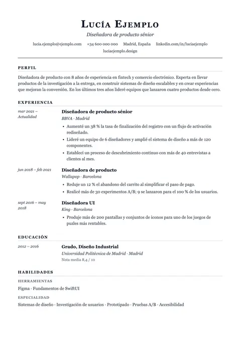Vista previa de la plantilla de currículum Journal