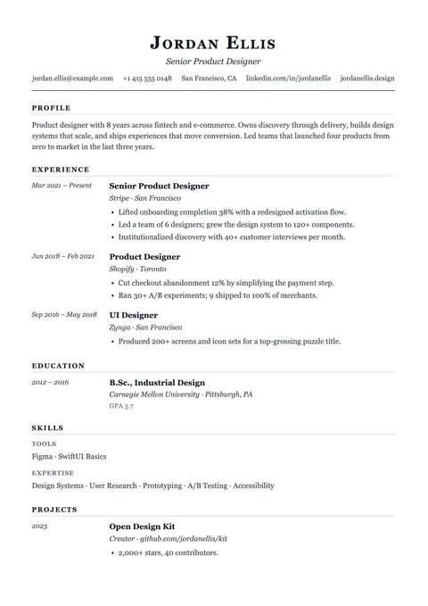 Journal resume template preview
