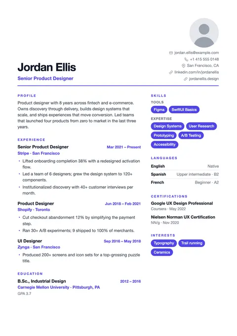 Nova resume template preview