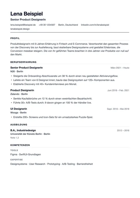 Paper Lebenslauf-Vorlage Vorschau