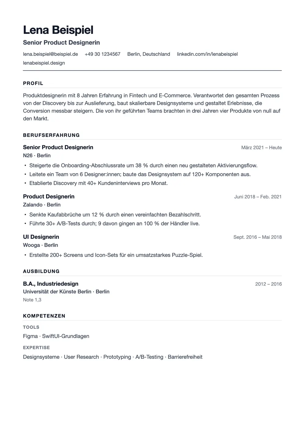 Paper Lebenslauf-Vorlage Vorschau