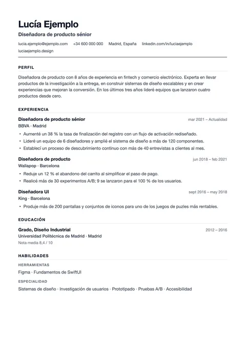 Vista previa de la plantilla de currículum Paper