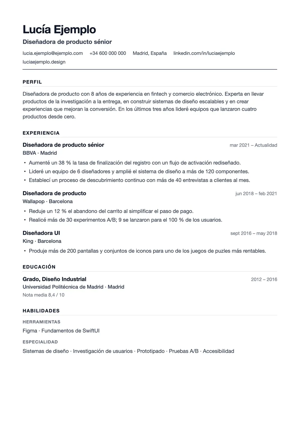 Vista previa de la plantilla de currículum Paper