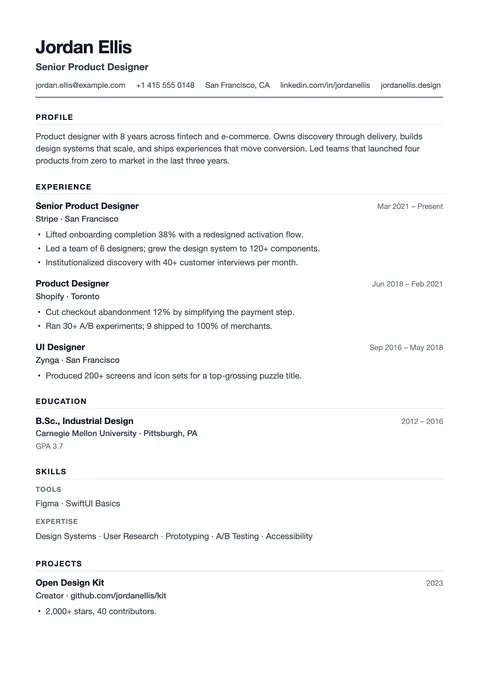 Paper resume template preview