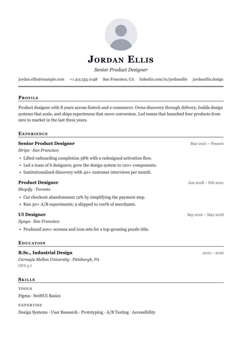 Scholar resume template preview