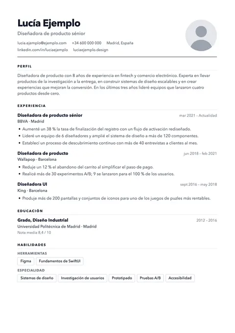 Vista previa de la plantilla de currículum Slate