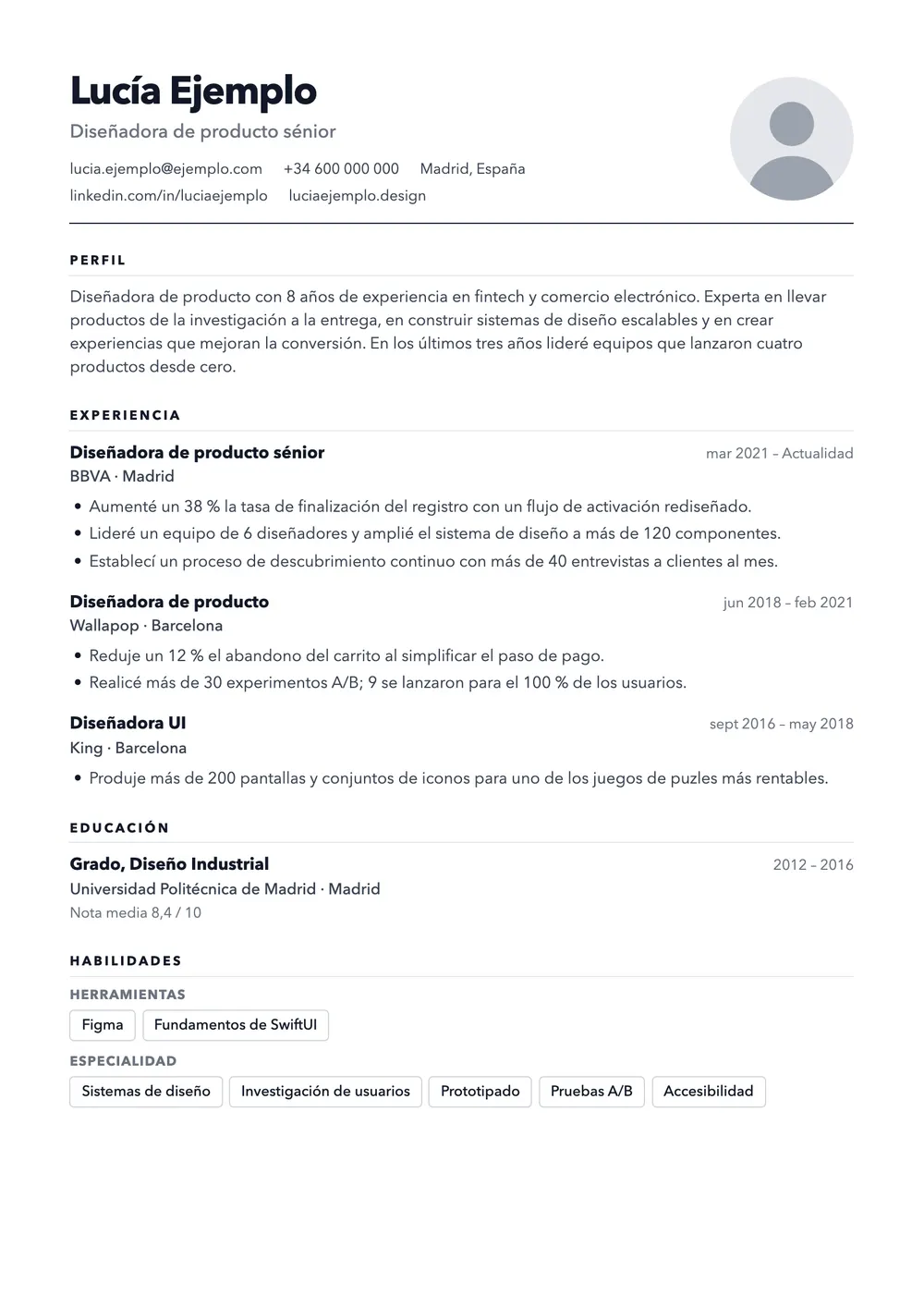 Vista previa de la plantilla de currículum Slate