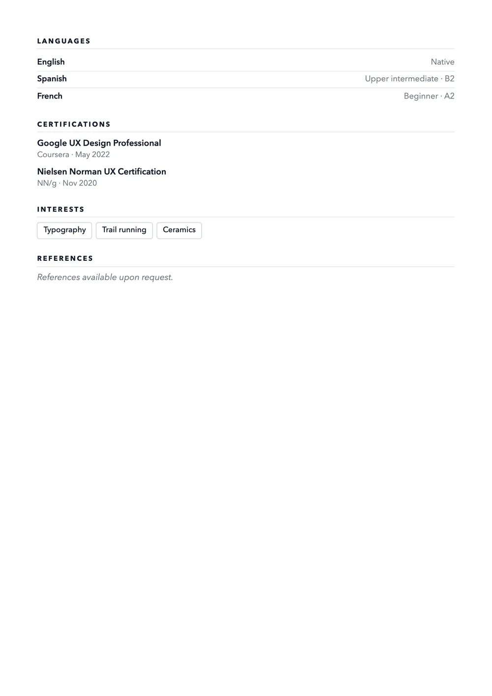 Slate resume template preview – Page 2