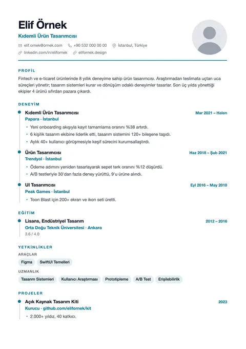 Timeline CV şablonu önizlemesi