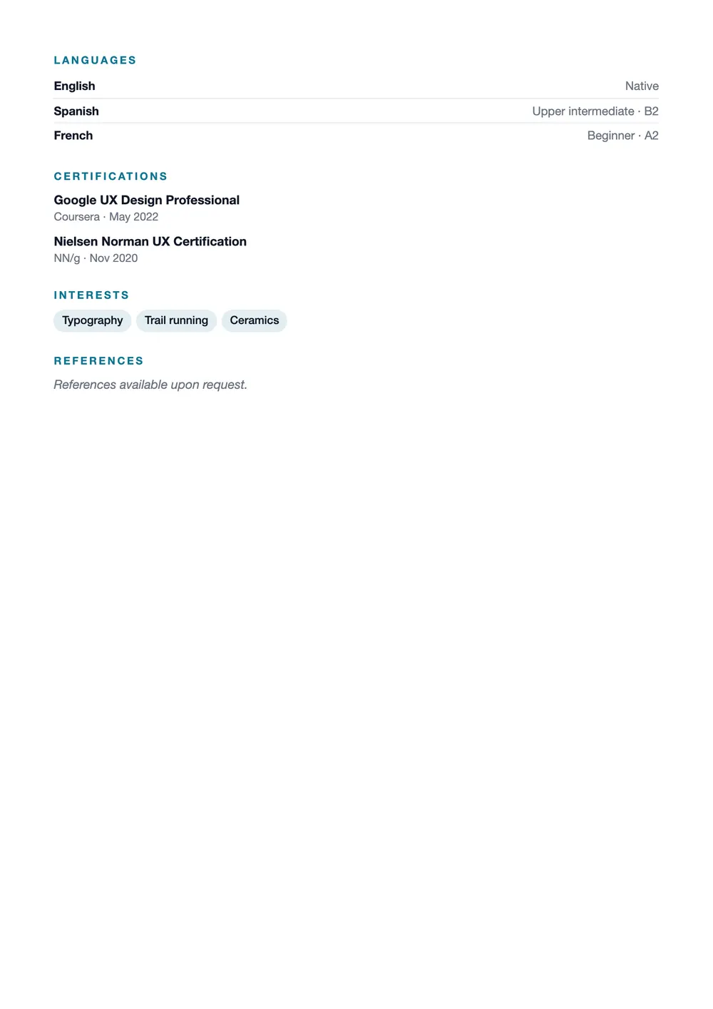 Timeline resume template preview – Page 2
