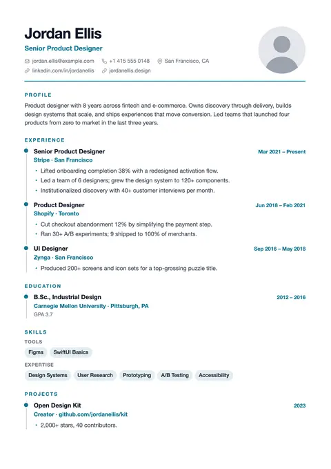 Timeline resume template preview
