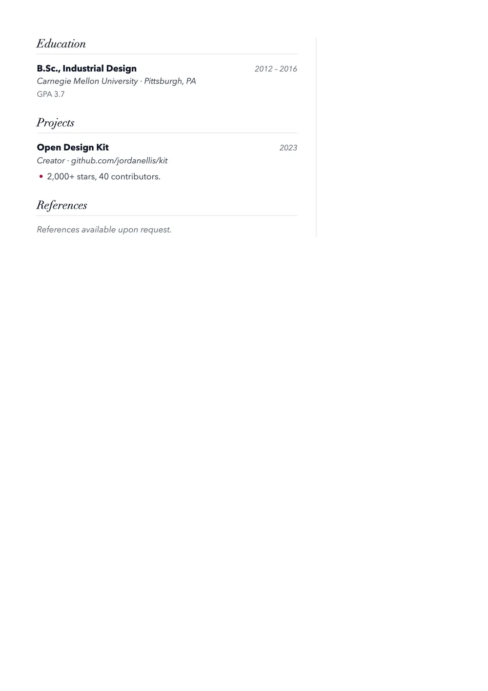 Verse resume template preview – Page 2